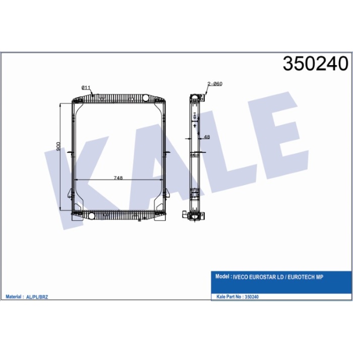 RADYATÖR EUROSTAR LD -EUROTECH MP ÇERÇEVELI MT - KL350240