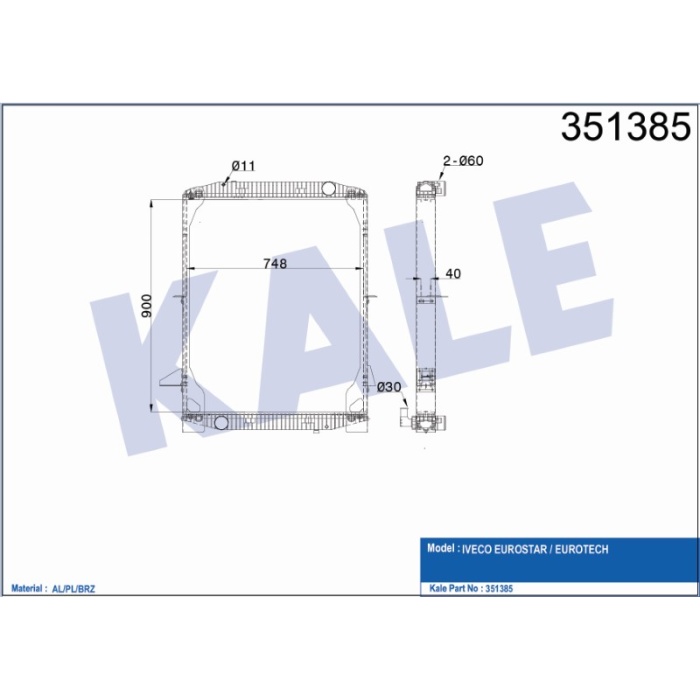 RADYATÖR IVECO EUROSTAR -EUROTECH RADYATÖR - KL351385