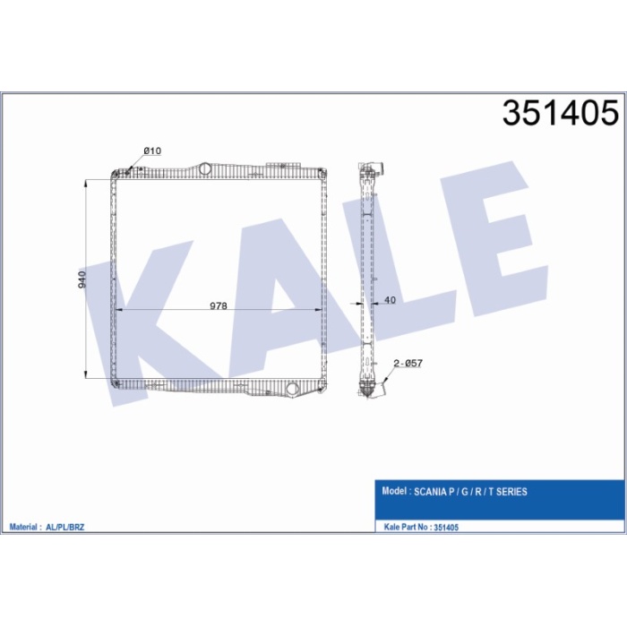 RADYATÖR SCANIA P -G -R -T SERIES ÇERÇEVELI - KL351405