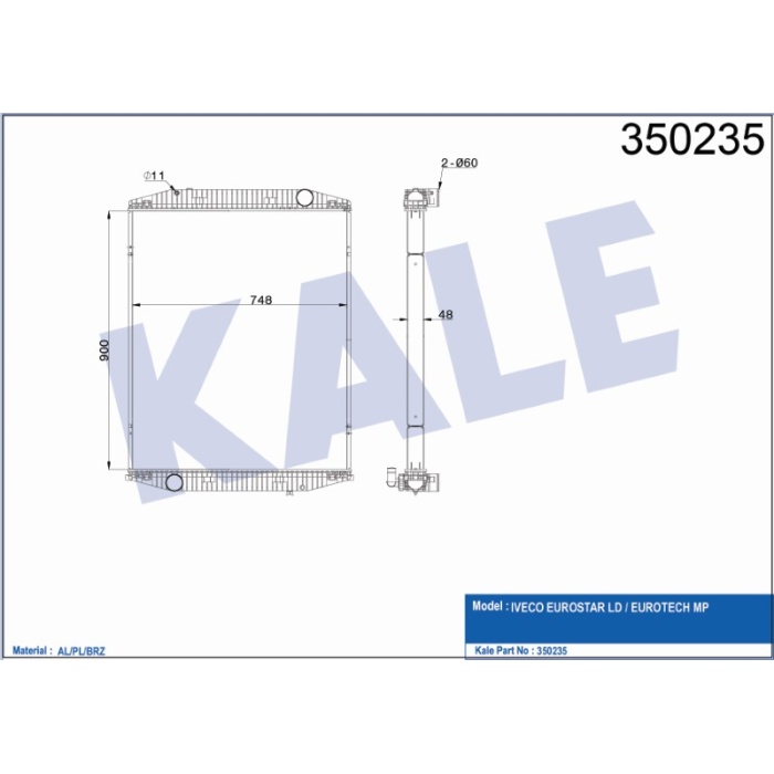 RADYATÖR EUROSTAR LD -EUROTECH MP ÇERÇEVESIZ MT - KL350235