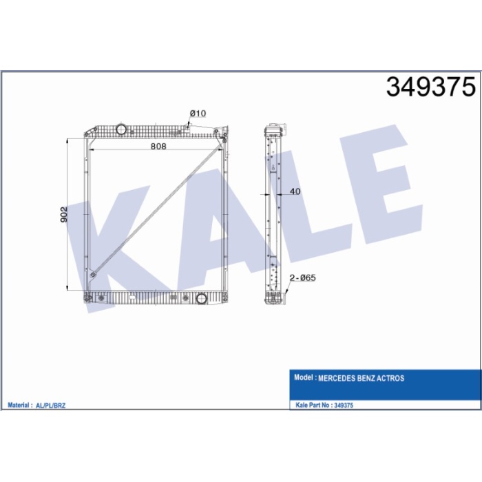 RADYATÖR MERCEDES BENZ ACTROS ÇERÇEVELI AT - KL349375