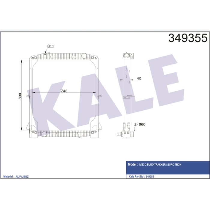 RADYATÖR IVECO EURO TRACKER -EUROTECH ÇERÇEVELI MT - KL349355