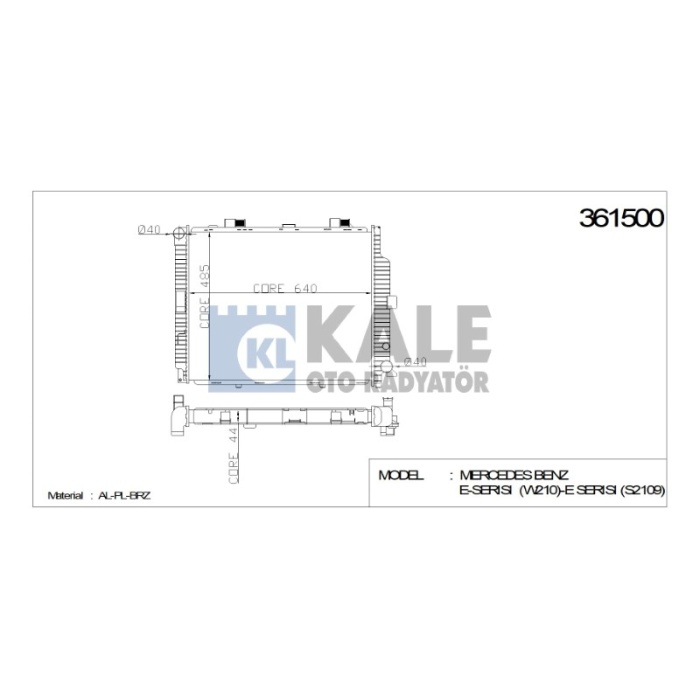RADYATÖR MERCEDES E-SERISI S210 E-SERISI W210 641X488X42 AL-PL-BRZ - KL361500