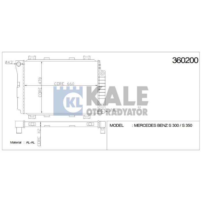 RADYATÖR MERCEDES S 300 S 350 664-468-32 AL-PL-BRZ - KL360200