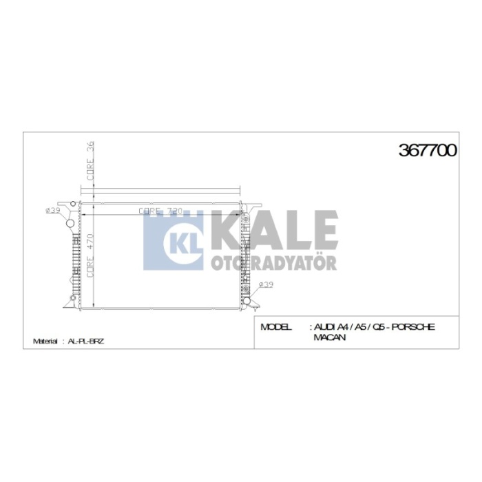 RADYATÖR AUDI A4 A5 Q5 720-468-36 AL-PL-BRZ - KL367700