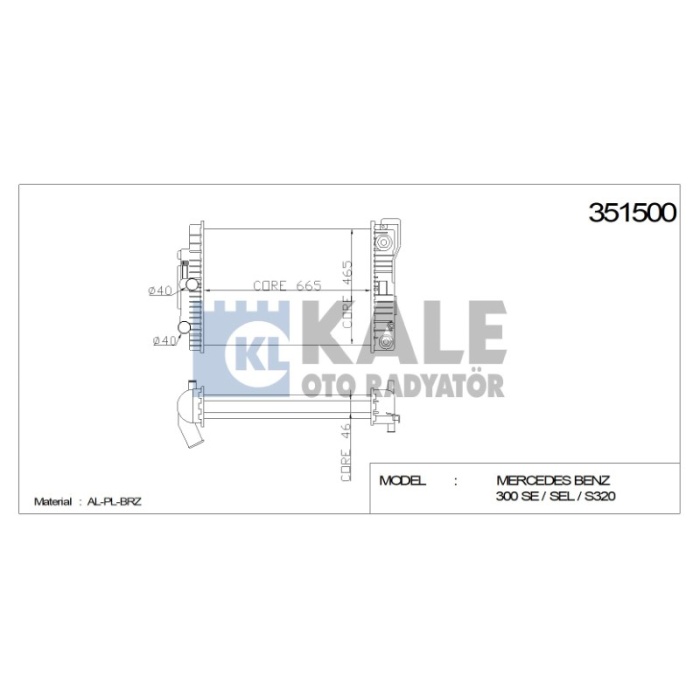 RADYATÖR MERCEDES 300 SE - SEL - S320 666X468X32 AL-PL-BRZ - KL351500