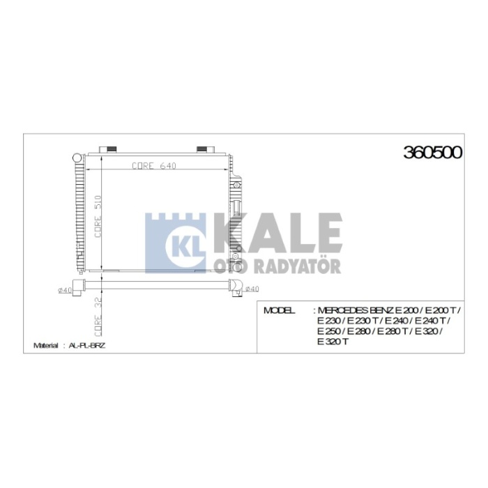 RADYATÖR MERCEDES E 200 641-489-32 AL-PL-BRZ - KL360500