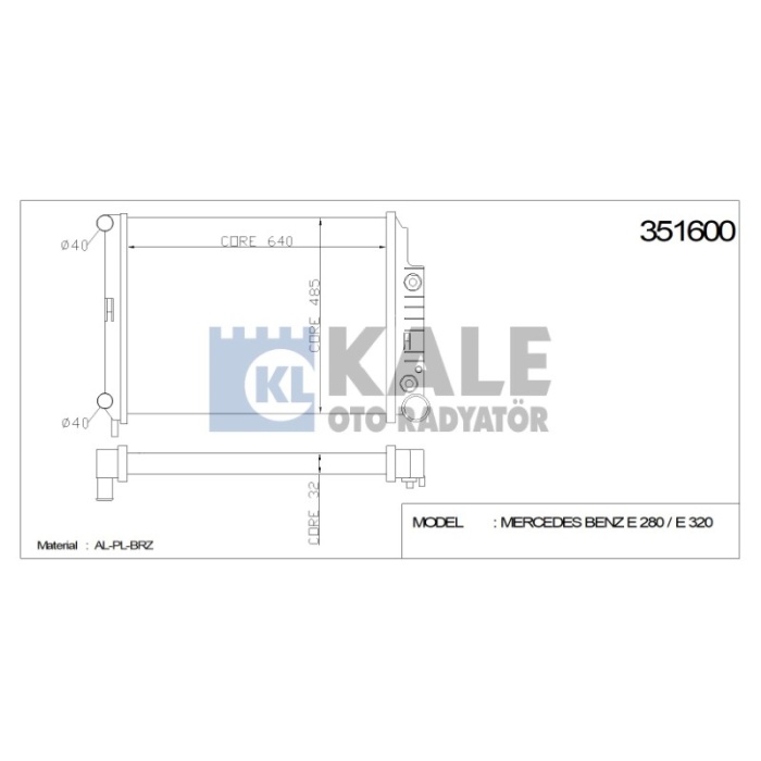RADYATÖR MERCEDES E 280 E 320 641X448X32 AL-PL-BRZ - KL351600