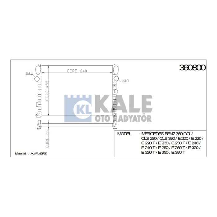 RADYATÖR MERCEDES 350 CGI 640-473-26 AL-PL-BRZ - KL360800