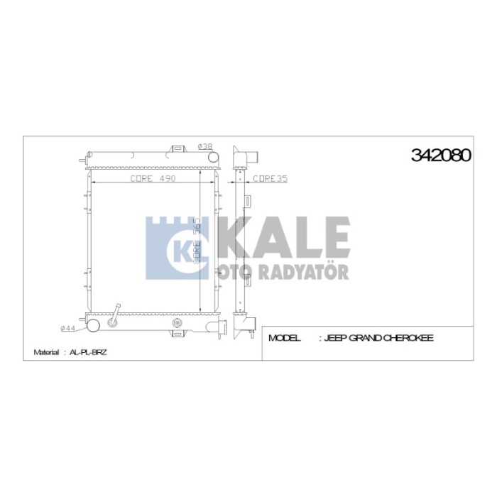 RADYATÖR JEEP GRAND CHEROKEE 92-99 5.2 I 4X4 - 5.9I 4X4 A  AL-PL-BRZ - KL342080