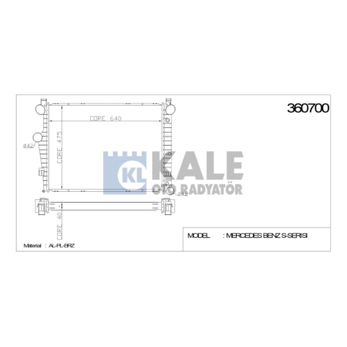 RADYATÖR MERCEDES S-SERISI W220 641X478X42 AL-PL-BRZ - KL360700