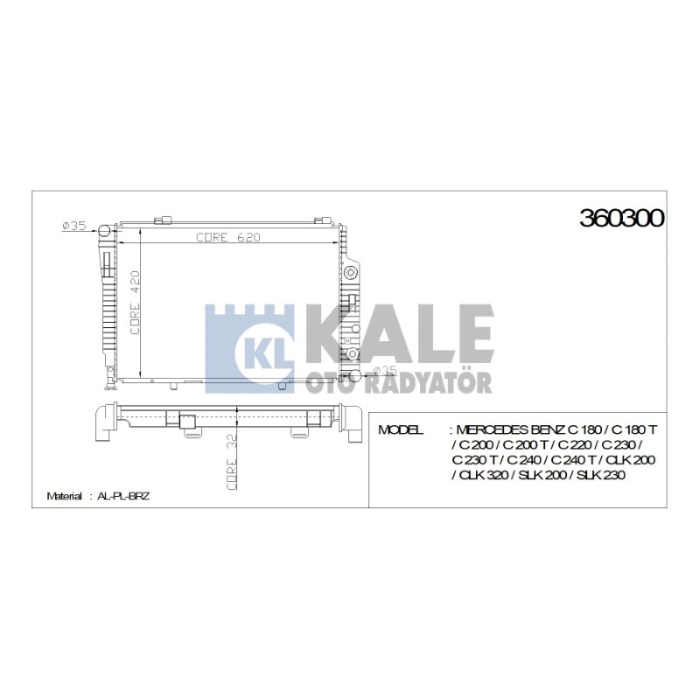 RADYATÖR MERCEDES C 180 617-418-32 AL-PL-BRZ - KL360300