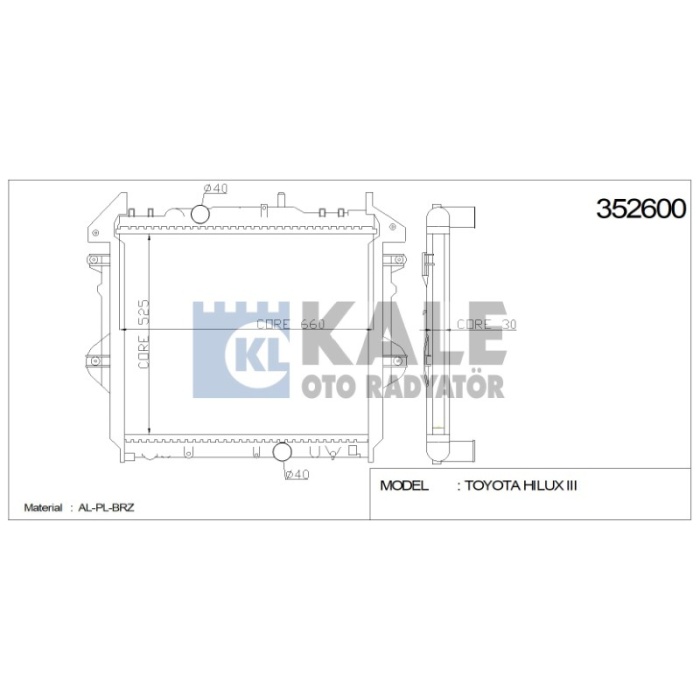RADYATÖR TOYOTA HILUX III 525X650X30 AL-PL-BRZ - KL352600