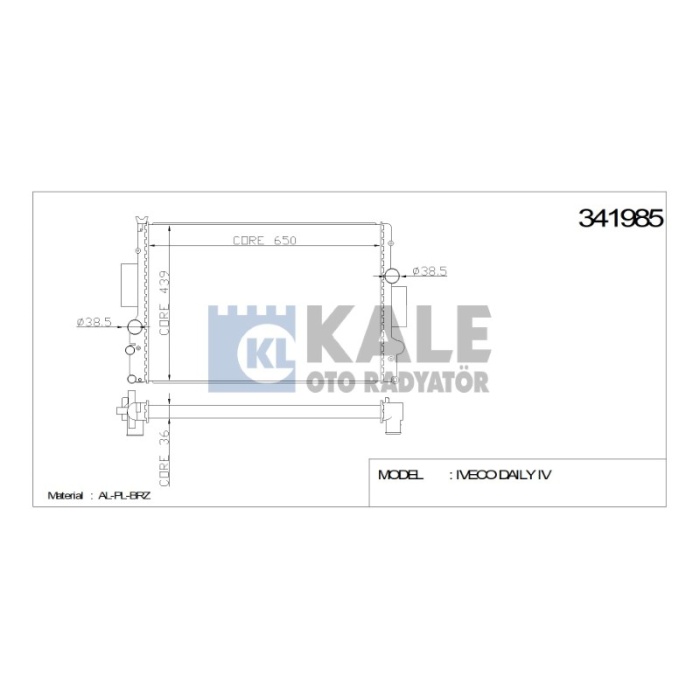 RADYATÖR IVECO DAILY III - IV 06+ 35C12 V. 35C12 V-P. 35S12 V. 35S12 V-P  AL-PL-BRZ - KL341985