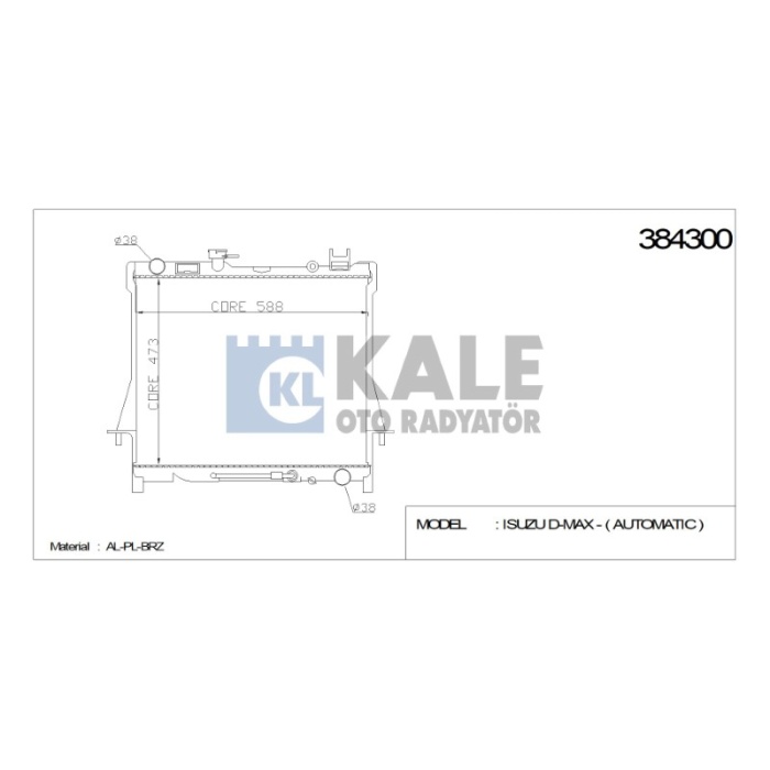 RADYATÖR ISUZU D-MAX -  AUTOMATIC  473X588X26 AL-PL-BRZ - KL384300