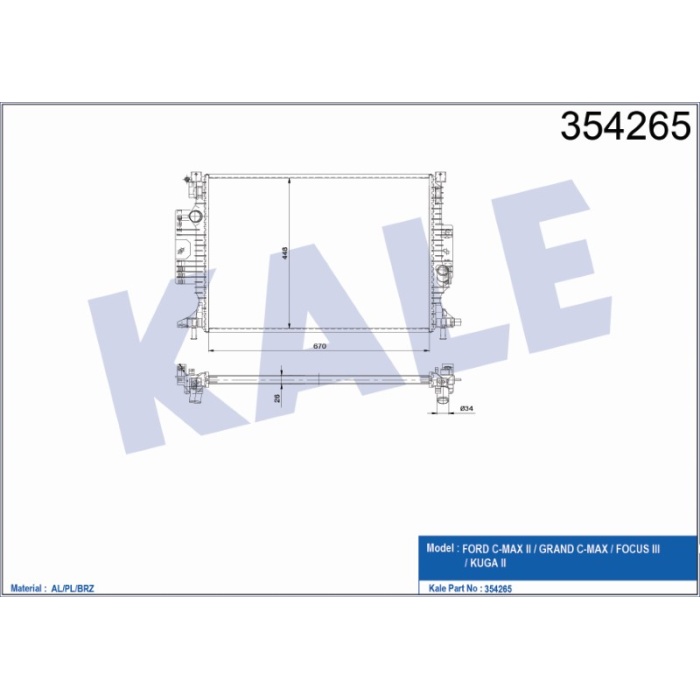 RADYATÖR C-MAX II GRAND C-MAX FOCUS III KUGA II  AL-PL-BRZ - KL354265