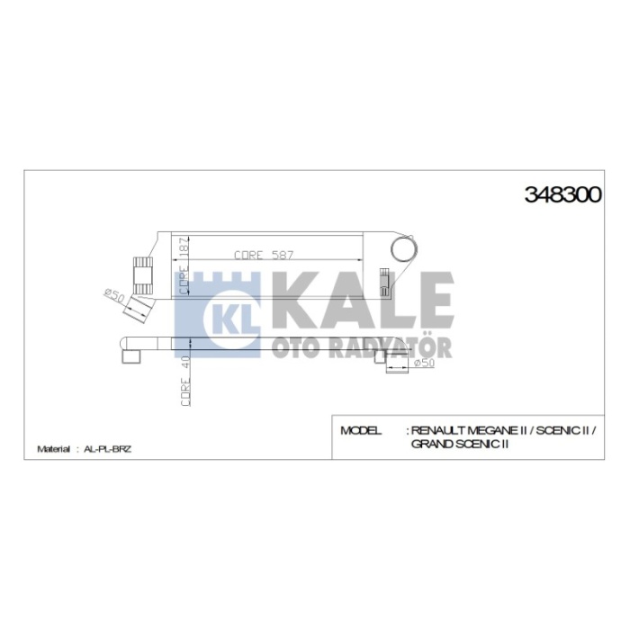 TURBO RADYATÖRÜ INTERCOOLER RENAULT MEGANE II SCENIC II GRAND SCENIC II 8200700172 AL-PL-BRZ - KL348300