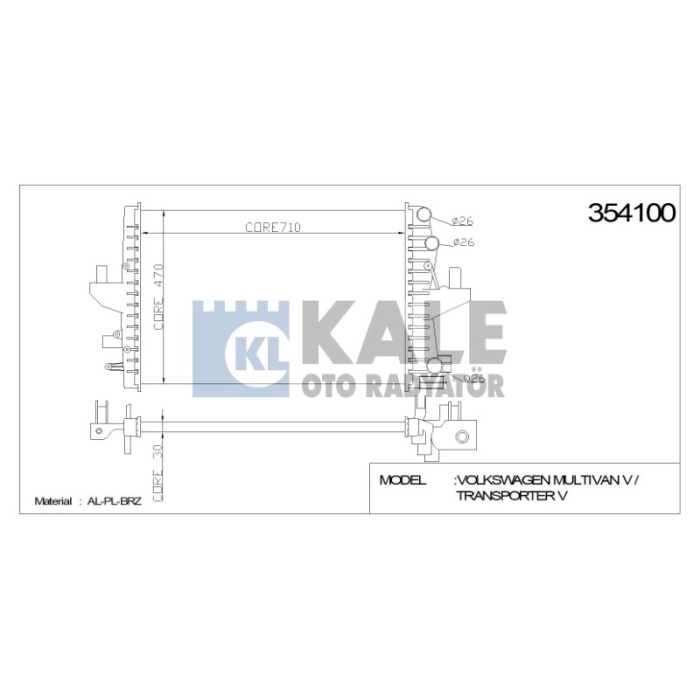 RADYATÖR VW MULTIVAN V TRANSPORTER V 710-468-26 AL-PL-BRZ - KL354100