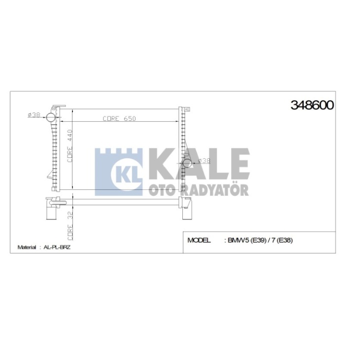 RADYATÖR BMW 5 E39 7 E38 650X438X32 AL-PL-BRZ - KL348600