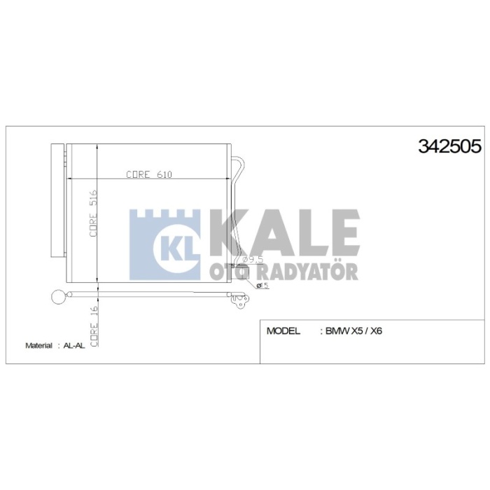KLIMA RADYATÖRÜ BMW X5 - X6 08+ M 50 D  AL-AL - KL342505