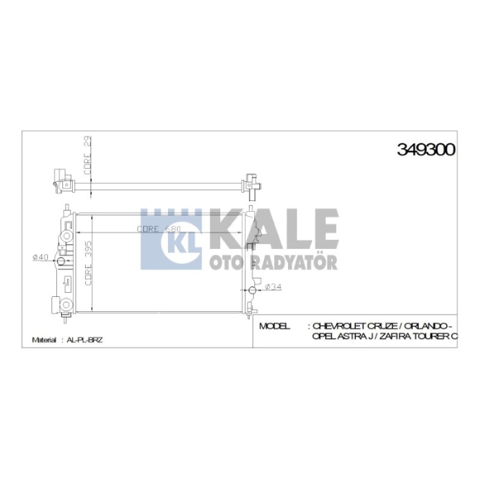 RADYATÖR OPEL ASTRA J ASTRA GTC J ZAFIRA TOURER C 680X397X28 AL-PL-BRZ - KL349300