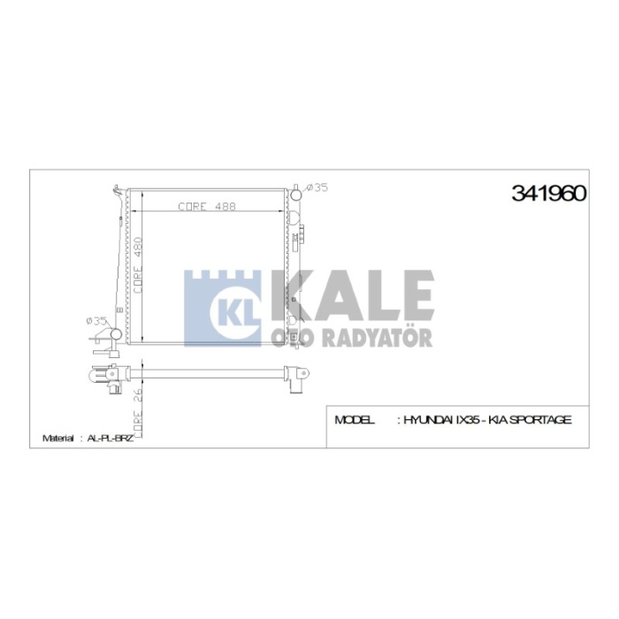 RADYATÖR HYUNDAI IX35 10+ 1.7 CRDI - 2.0 CRDI - 4WD M  AL-PL-BRZ - KL341960