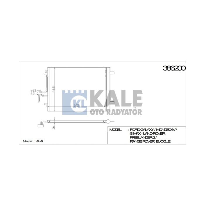 KLIMA RADYATÖRÜ LAND ROVER FREELANDER 2 RANGE ROVER EVOQUE 602X468X16 AL-AL - KL386200