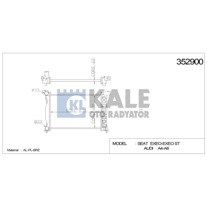 RADYATÖR AUDI A4 A6 632-408-26 AL-PL-BRZ - KL352900