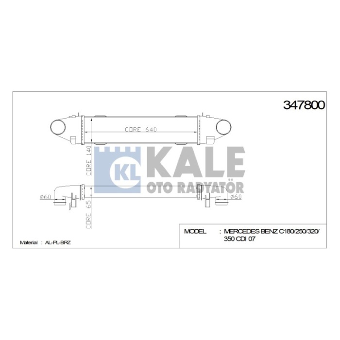 TURBO RADYATÖRÜ INTERCOOLER MERCEDES 250 350 C 180 C 250 C 320 C 350 626X142X62 AL-PL-BRZ - KL347800