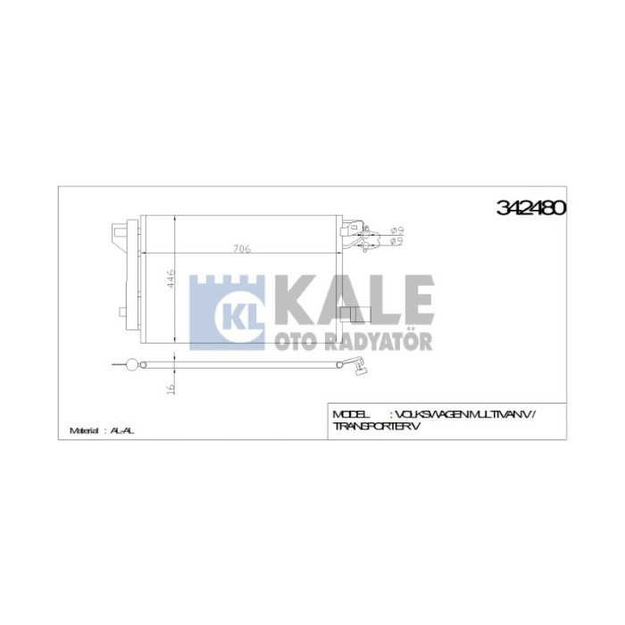 KLIMA RADYATÖRÜ VW MULTIVAN V - TRANSPORTER V BOX - BUS 09+  2.0 TDI M  AL-AL - KL342480