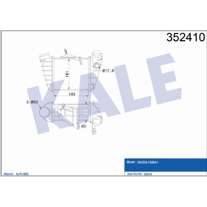 TURBO RADYATÖRÜ INTERCOOLER SKODA FABIA I 1.9 TDI 99=- - KL352410