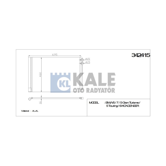 KLIMA RADYATÖRÜ BMW 5 - 5 GRAN TURISMO - TOURING - 6 GRAN COUPE - CONVERTIBLE - 7 10+ AL-AL - KL342415