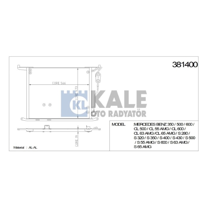 KLIMA RADYATÖRÜ MERCEDES 350 597-481-18 AL-AL - KL381400