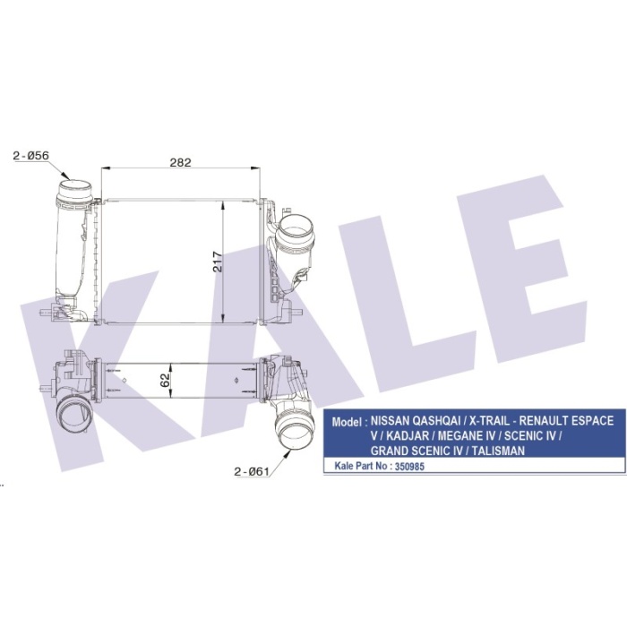 TURBO RADYATÖRÜ INTERCOOLER AL-PL-BRZ NISSAN QASHQAI - RENAULT MEGANE IV  1.6DCI - KL350985