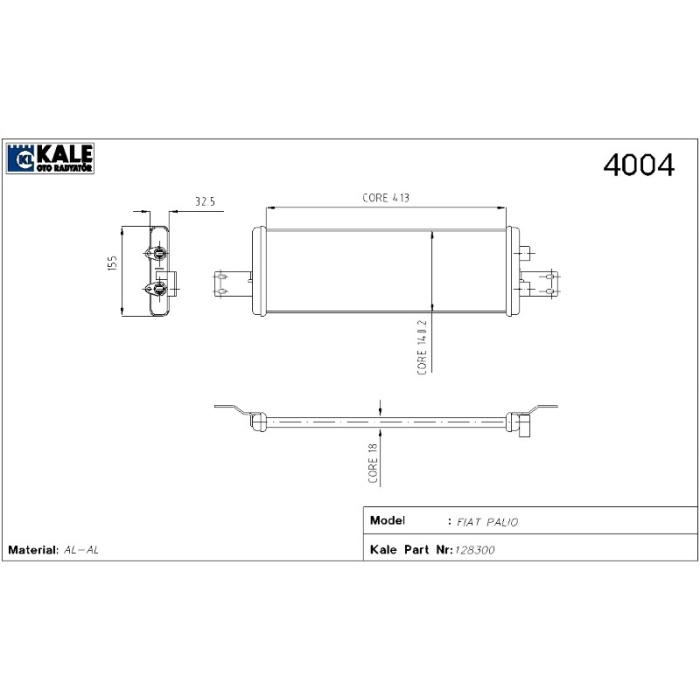 YAĞ SOĞUTUCU FIAT PALIO 1 SIRA ALÜMINYUM BRAZING SISTEM - 0134311AB