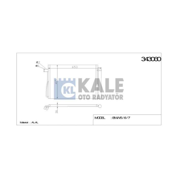 KLIMA RADYATÖRÜ BMW 5 - 6 - 7 01-10 520 I - 525I - 528I - 530I - 540I - 525TDS - AL-AL - KL343060