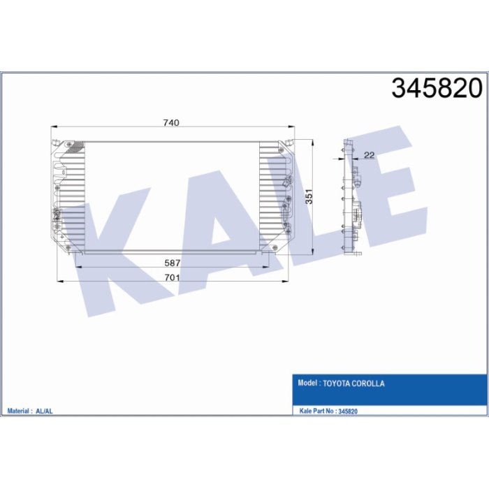 KLIMA RADYATÖRÜ TOYOTA COROLLA AE101 92-97  AL-AL - KL345820