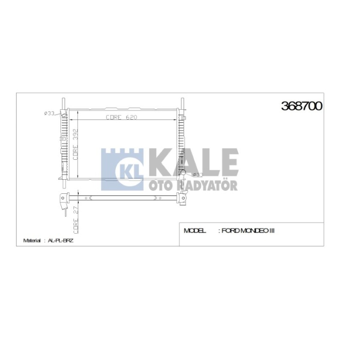 RADYATÖR FORD MONDEO III 620-394-26 AL-PL-BRZ - KL368700