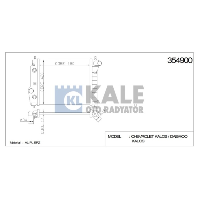 RADYATÖR CHEVROLET KALOS 480-418-16 AL-PL-BRZ - KL354900