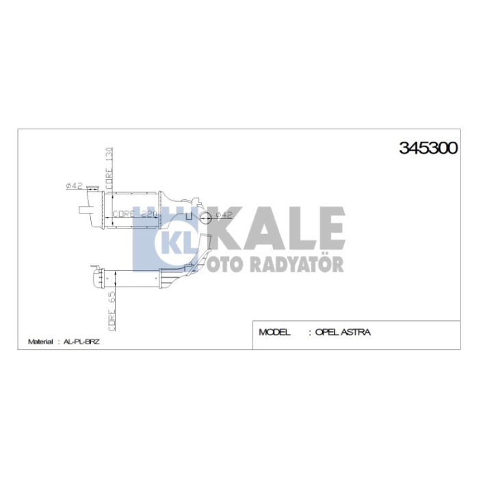 TURBO RADYATÖRÜ INTERCOOLER OPEL ASTRA G ZAFIRA A 220X127X64 AL-PL-BRZ - KL345300