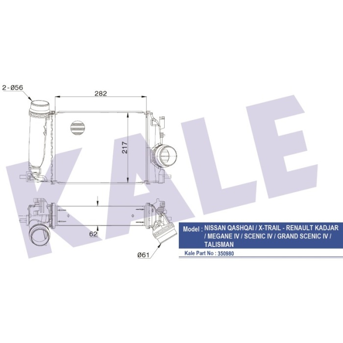TURBO RADYATÖRÜ INTERCOOLER RENAULT MEGANE IV   NISSAN QASHQAI 1.5DCI - KL350980