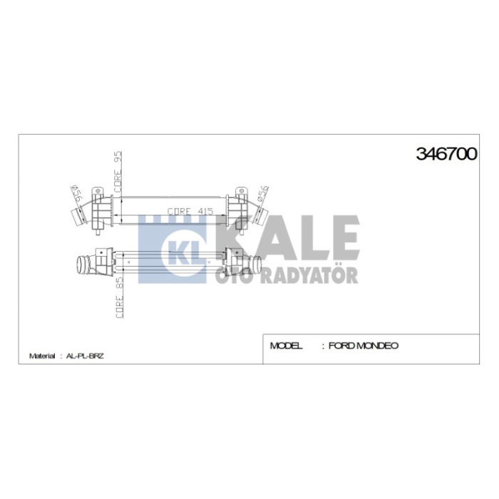 TURBO RADYATÖRÜ INTERCOOLER FORD MONDEO III 412X90.7X85 AL-PL-BRZ - KL346700