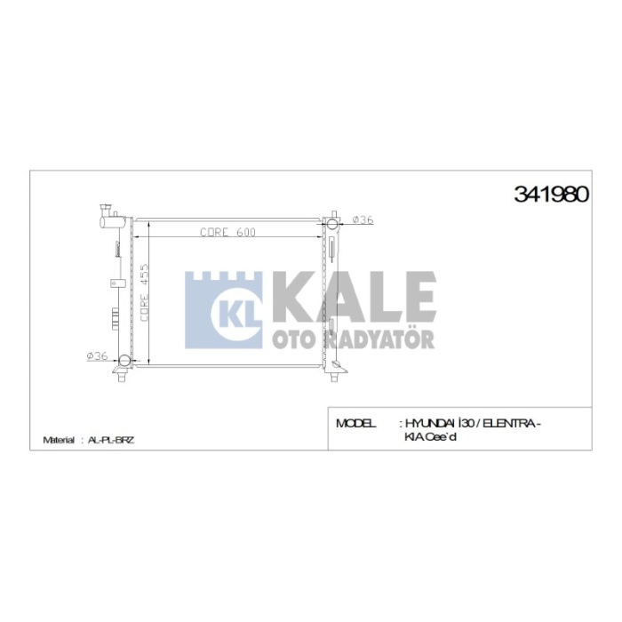RADYATÖR HYUNDAI I30 - ELANTRA 1.4 - 1.6 - 2.0 M  AL-PL-BRZ - KL341980