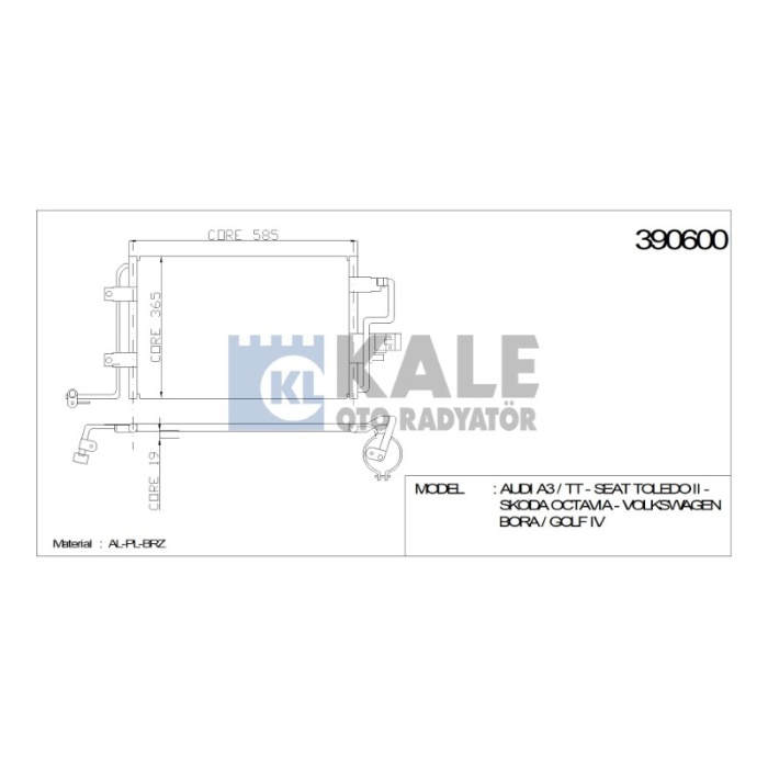 KLIMA RADYATÖRÜ VW BORA GOLF IV 588-360-18 AL-AL - KL390600