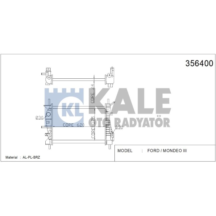 RADYATÖR FORD MONDEO III 350X538X16 AL-PL-BRZ - KL356400