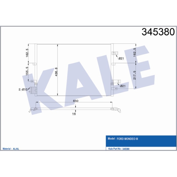 KLIMA RADYATÖRÜ FORD MONDEO III AL-AL - KL345380