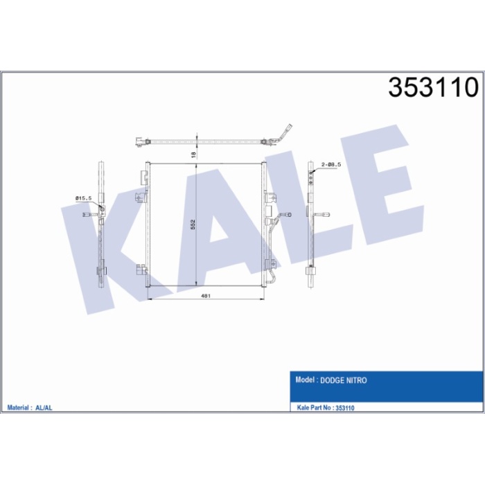 KLIMA RADYATÖRÜ  DODGE NITRO KONDENSER AL-AL - KL353110