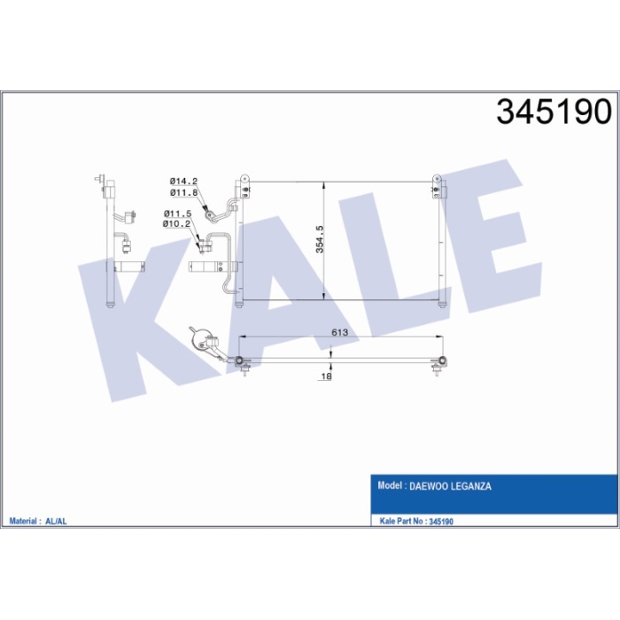 KLIMA RADYATÖRÜ DAEWOO LEGANZA AL-AL - KL345190