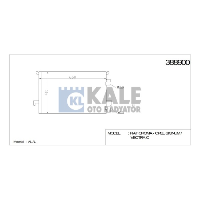 KLIMA RADYATÖRÜ OPEL VECTRA C SIGNUM FIAT CROMA 640X408X16 AL-AL - KL388900