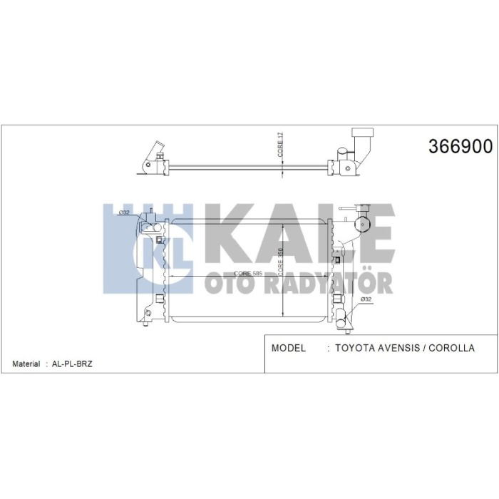 RADYATÖR TOYOTA AVENSIS COROLLA MANUEL VITES 600-348-16 AL-PL-BRZ - KL366900